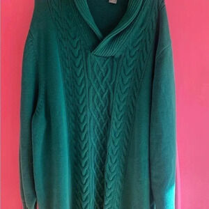 Oak Hill 5X teal Cable knit sweater
